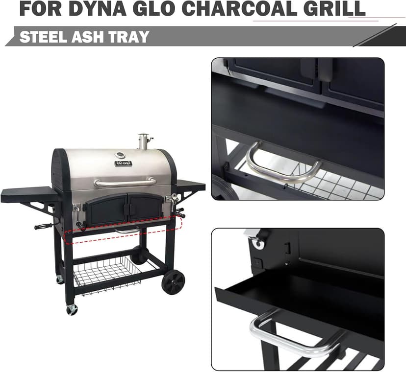 Ash Pan Grill Replacement Parts for Dyna Glo Charcoal Grill Parts DGN576SNC-D DGN576DNC-D DGN576DNC-DC Ash Tray Catcher Master Forge Grill Replacement Parts MFJ576DNC Charcoal Tray Catcher