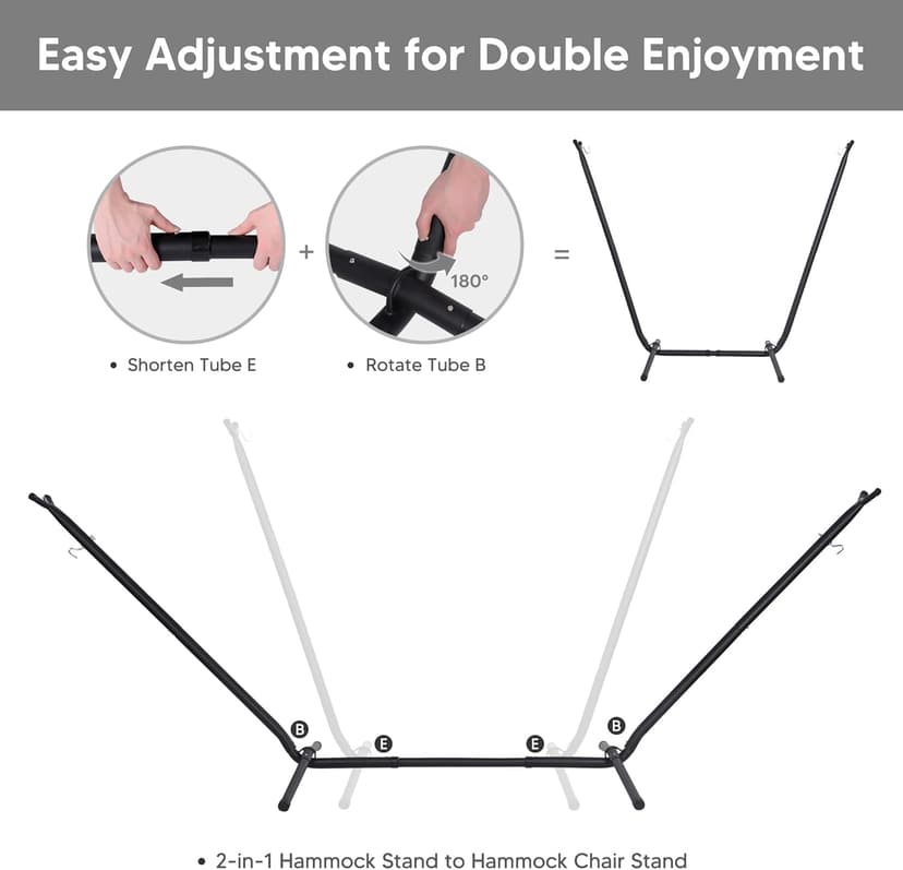 SUNCREAT 2-in-1 Convertible Portable Double Hammock with Stand Included, Outdoor Hammock and Stand, Patent Pending, Natural Tassel