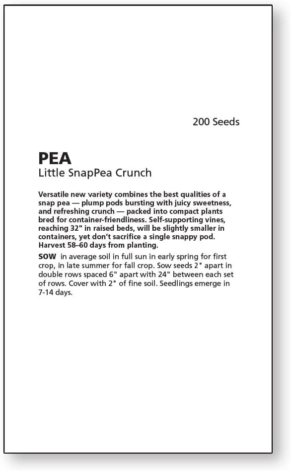 Burpee Little SnapPea Pea Seeds 200 seeds