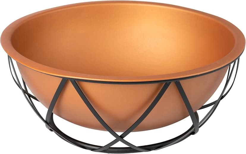 Fire Sense 62241 Fire Pit Barzelonia Copper-Look Wood Burning Lightweight Portable Outdoor Firepit Backyard Fireplace Camping Bonfire Included Screen Lift Tool & Cooking Grate - Round - 26"