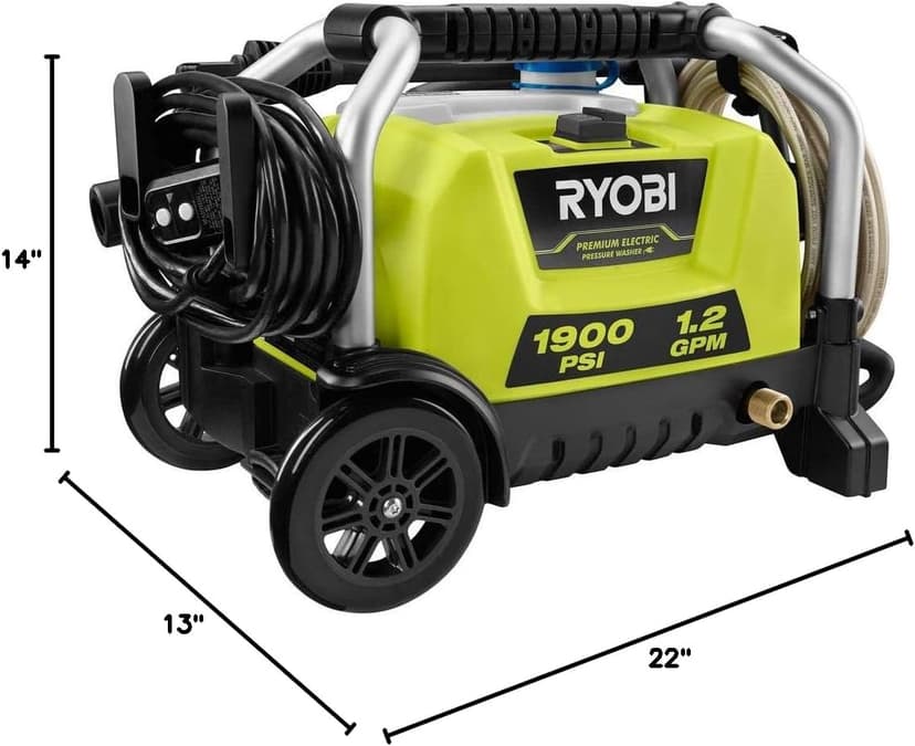 RYOBI RY1419MTVNM 1900 PSI 1.2 GPM Cold Water Wheeled Electric Pressure Washer