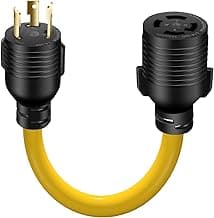 30 AMP Generator Transfer Switch Adapter Cord, Heavy Duty STW 10 Gauge NEMA L5-30P Male to L14-30R Female, 3 Prong to 4 Prong Generator Adapter Plug Twist Lock to House Inlet Box,1.5FT