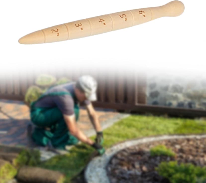 Wooden Seed Dibber with Measurement Handheld Save Time Ergonomic Round Handle Quick Efficient Seed Planter Tool Tapered Gauge