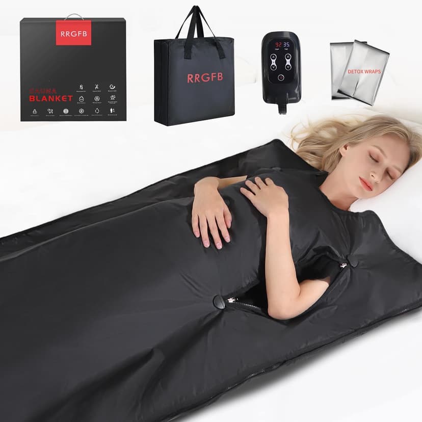 Portable Infrared Sauna Blanket, Detox & Relaxation at Home, Adjustable Timer 1-60 Min, Temperature Range 86-158℉, 6 ft x 2.6 ft, Oxford Fabric