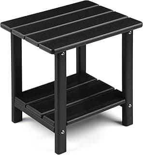 Adirondack Outdoor Side Table, 2-Tier Sturdy Patio End Table Weather Resistant, 16.5" Solid Side Table for Patio, Pool, Porch