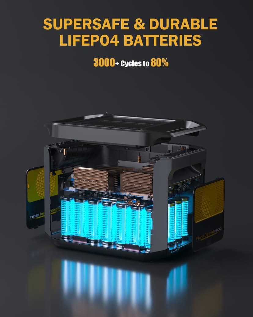 VTOMAN 3096Wh Solar Generator, FlashSpeed 1500 Power Station Bundle with Extra Battery & 400W Solar Panel, 1500W (3000W Peak) LiFePO4 Battery for Home Backup Power RV Emergency (3 Separate Packages)