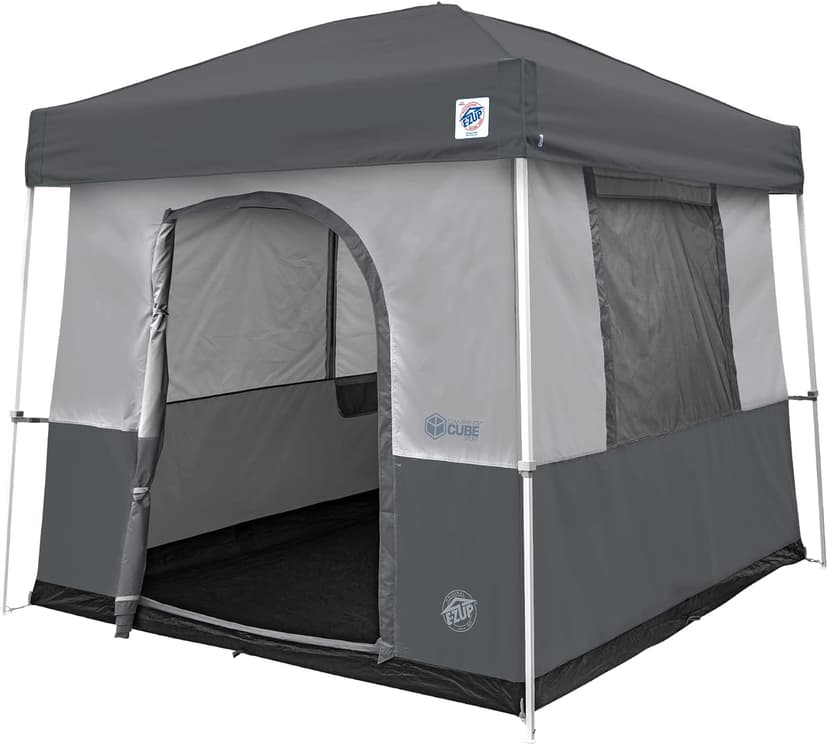 E-Z UP Camping Cube Sport, Converts 10' Angled Leg Canopy into Camping Tent, Grey (Canopy/SHELTER/Poles NOT Included)