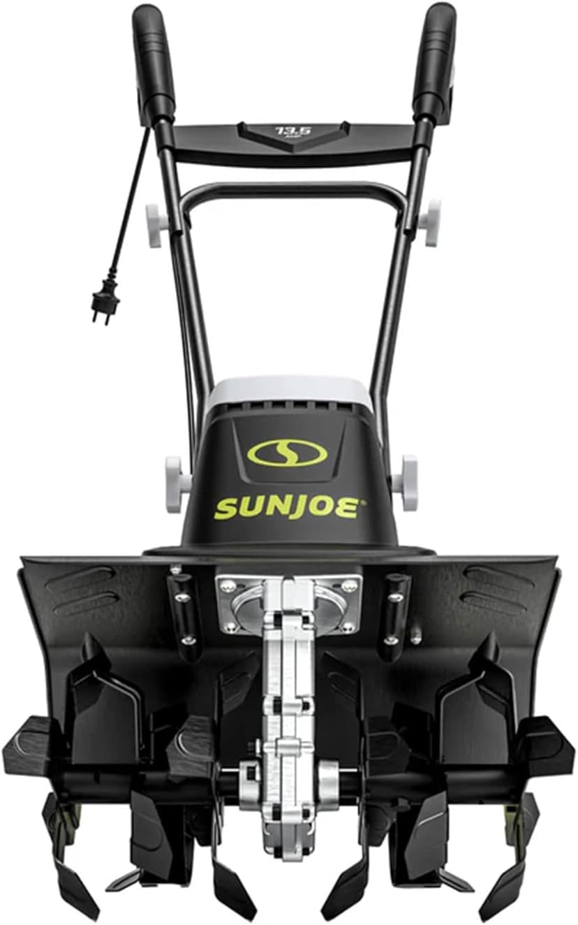 Sun Joe Electric Garden Tiller and Cultivator, Steel Tines, 13.5 Amp, 16 Inch, Black - Heavy Duty Gardening Machine and Equipment for Lawn, Yard, and Grass