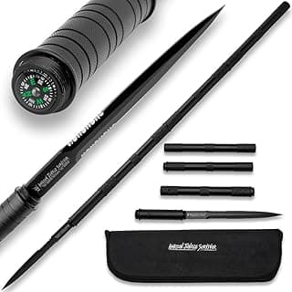 Amazon Jungle Survivor Break-Down Spear | Non-Reflective Finish 2Cr13 Stainless Steel Blade | Textured Steel Shaft | Zippered Carrying Case | Black Oxide Finish | Versatile | 45 1/2" Overall