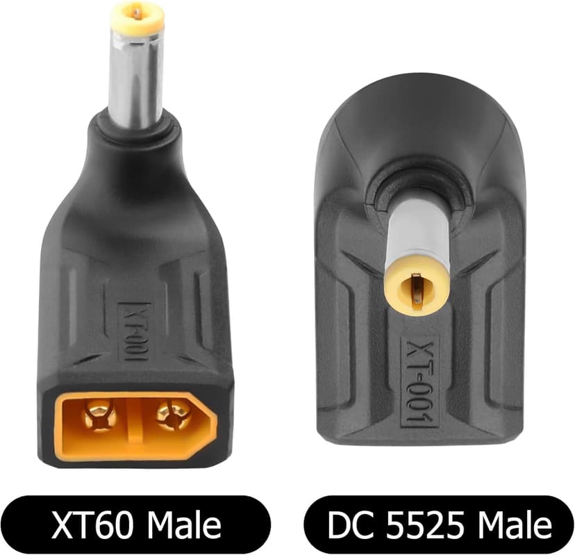 YAODHAOD Right Angle 5.5mm x 2.5mm DC Adapter, XT60 Male to 90 Degrees Right Angle Power Adapter (2Pack) for Portable Power Station & Solar Generator