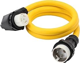 ONETAK SS2-50P to SS2-50R 6FT Right Angle 90 Degree 120V/240 50 Amp 4 Prong Male to 4 Prong Twist Lock Receptacle Generator RV Marine Shore Boat Power Cord Adapter