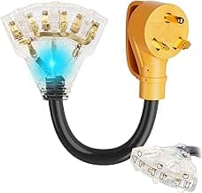 MECMO 30 Amp to 20 Amp 110V RV Distribution Adapter NEMA TT-30P Male to 3X 5-15R/5-20R, 30 Amp to Triple 15 Amp / 20 Amp 3-Prong to Multiple Household Outlet RV Generator Distribution Cord ETL Listed