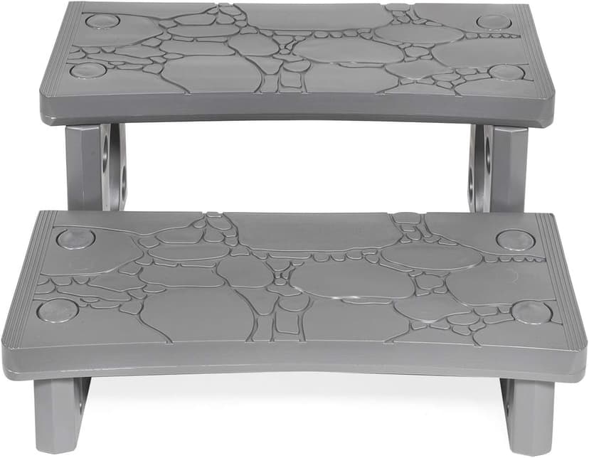 XtremepowerUS Premium Multi Purpose 2-Step Spa Hot Tub Pool RV Campers Deck Steps Lightweight Sided Step (Gray)