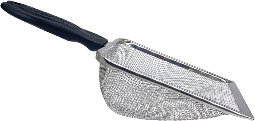 Falltail Stainless Steel Reptile Sand Substrate Scoop Shovel Sifter Fine Mesh Metal Reptile Litter Cleaner Scooper for Sand Bedding