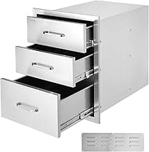 VEVOR 18x23 Inch Outdoor Kitchen Stainless Steel Triple Access BBQ Drawers with Chrome Handle, 18 x 23 x 23 Inch