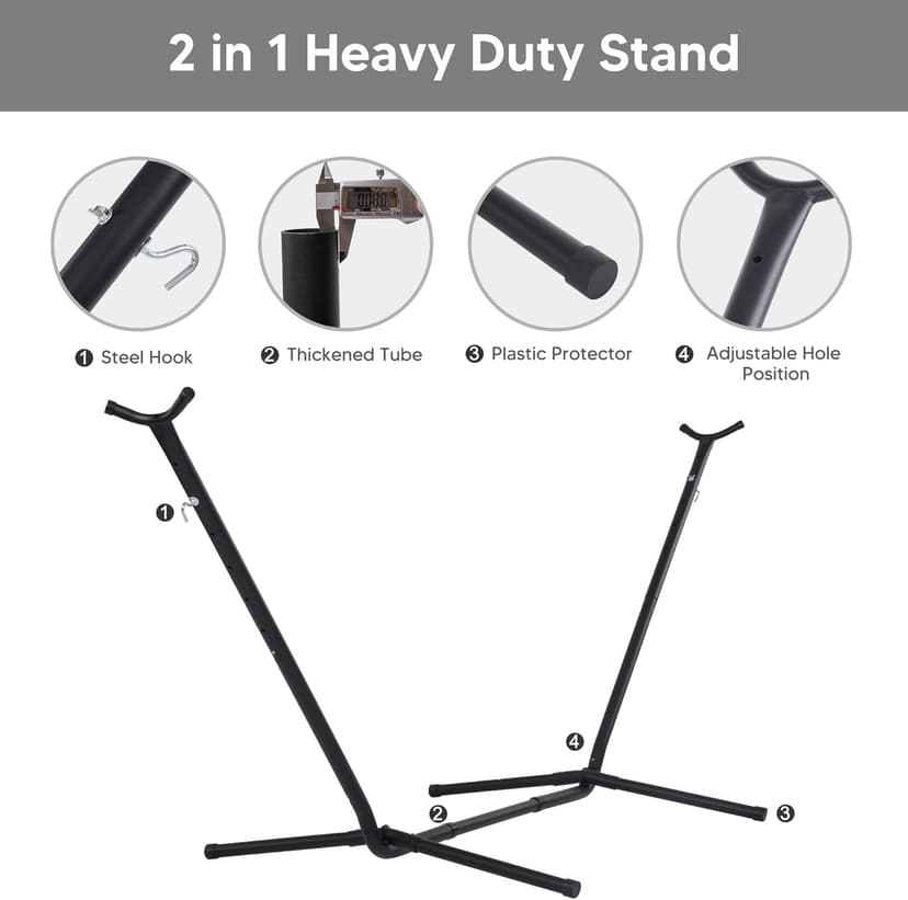 SUNCREAT 2-in-1 Convertible Portable Double Hammock with Stand Included, Outdoor Hammock and Stand, Patent Pending, Natural Tassel