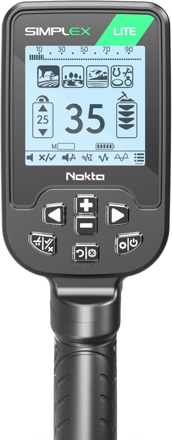 Nokta Simplex Lite Metal Detector with 9.5” Waterproof DD Search Coil, Vibration for Detecting Underwater, Beach and All Metal Search Modes