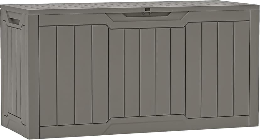 YITAHOME 80 Gallon Resin Deck Box, Weather Resistant Outdoor Storage Box, Lockable Indoor Outdoor Storage for Supplies and Essentials, Taupe