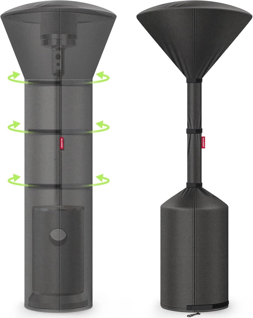 QH.HOME [2025 Upgraded Tear-Resistant Fabric] Patio Heater Covers, with Exclusive Windproof Design and Robust YKK Zippers, Resistant to all Types of Weather, 89"H x 33"D x 19"W, Black