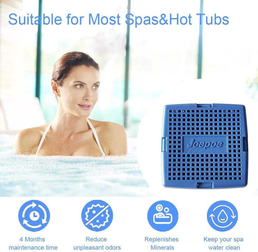 Hot Tub Mineral Cartridge for Sundance Spas with 4 Months Lifetime,Silver Ion Cartridge,Spa Mineral Cartridge Makes Your Spa Water Clean and Clarified(2-Pack,Blue)