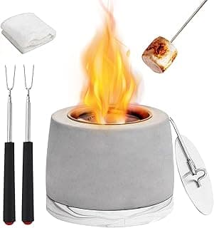 Concrete Tabletop Fire Pit with ASTM Certified, Table Top Portable Rubbing Alcohol Fireplace Indoor Outdoor Decor Long Time, White