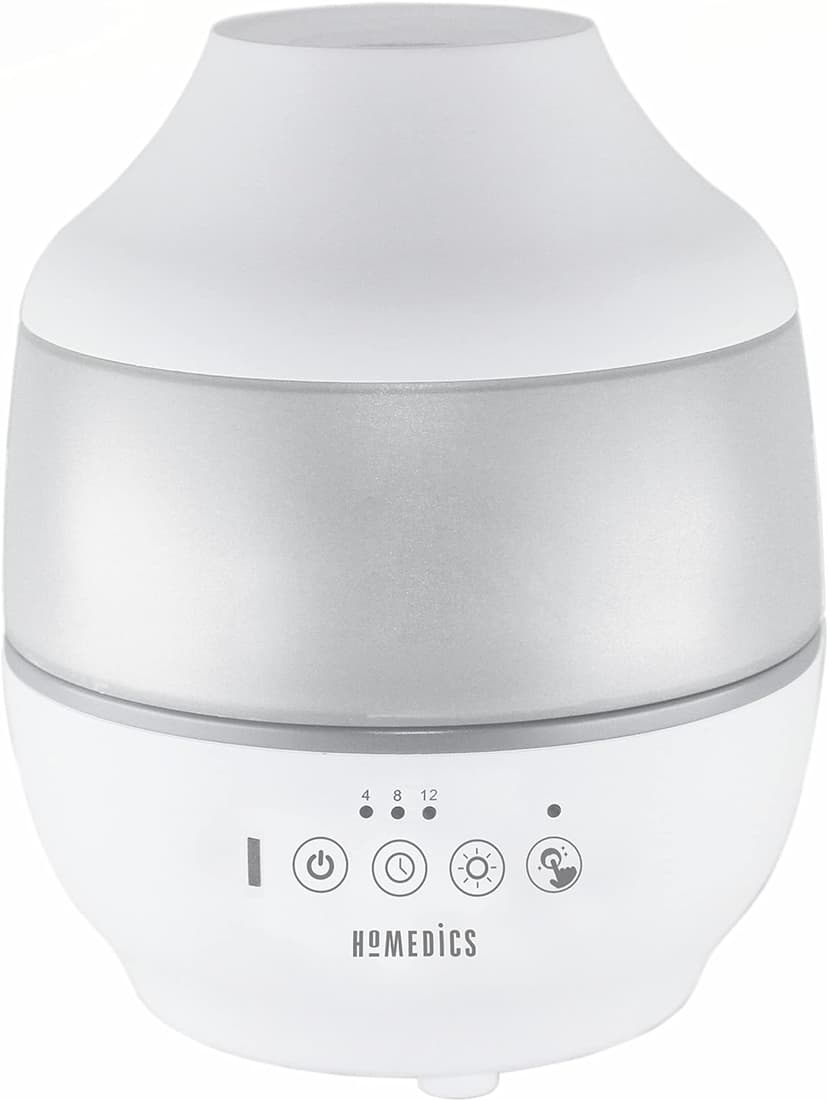 Homedics TotalComfort Humidifier – Large Air Humidifiers for Bedroom, Plants, Office – Cool Mist, Essential Oil Pads and Built-In Timer, 7-Color Night-Light, 2 Mist Settings, White