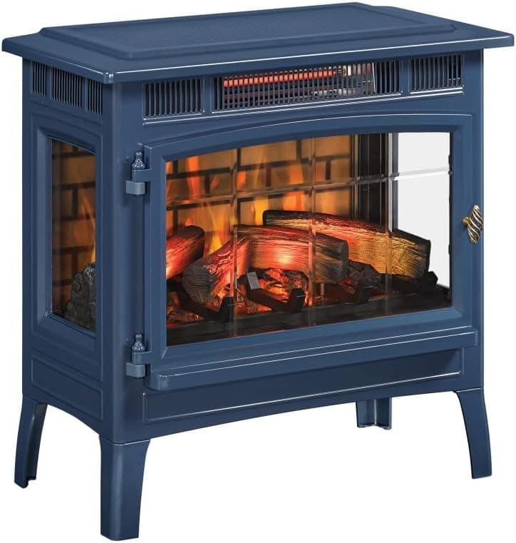 duraflame Freestanding Electric Fireplace Stove Heater with 3D Flame Effect for 1,000 Sq. Ft. Room, Navy