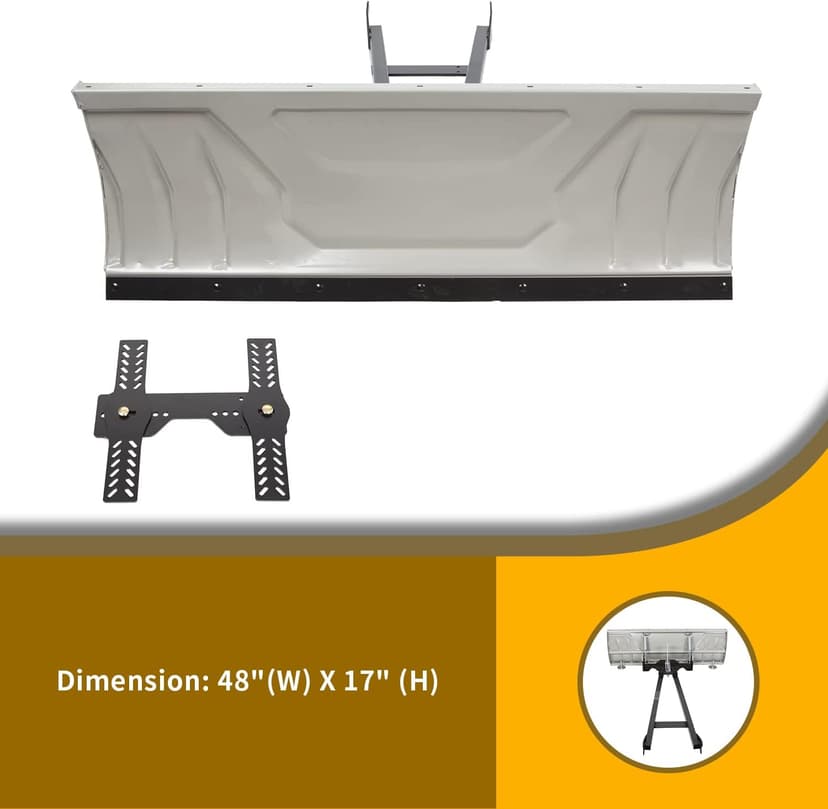 KUAFU Snow Plow Blade Universal Kit Steel Adjustable 48" Complete Universal Kit Package Compatible with ATV Honda Kawasaki Polaris Aeon Crossland Arctic-Cat Alterra (You Will get 2 Packages)