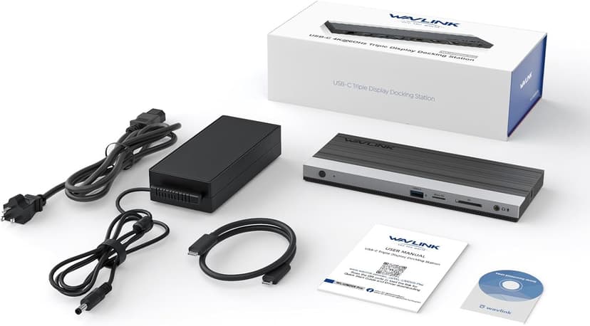 WAVLINK USB C Docking Station 3 Monitor with 100W PD, USB-C Laptop Dock Triple Display for Dell Hp Lenovo Windows, Type C Adapter Hub - Dual HDMI, DisplayPort, Ethernet, 4 USB3.0, SD/TF Slot, Audio