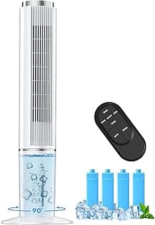 42 INCH Portable Air Conditioners w/Remote & LED Touch Screen, 4 Modes & 3 Speeds, 1-Gal Tank for 15H Cooling Evaporative Air Cooler, 12H Timer for Smart Auto-Off, 90° Oscillating Swamp Cooler