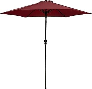 9FT Outdoor Patio Umbrella with Push Button Tilt and Crank, Beach Umbrella for Sun Shades, Market Umbrella with 6 Sturdy Metal Ribs, UV Resistant Waterproof for Garden, Backyard, Deck, Pool