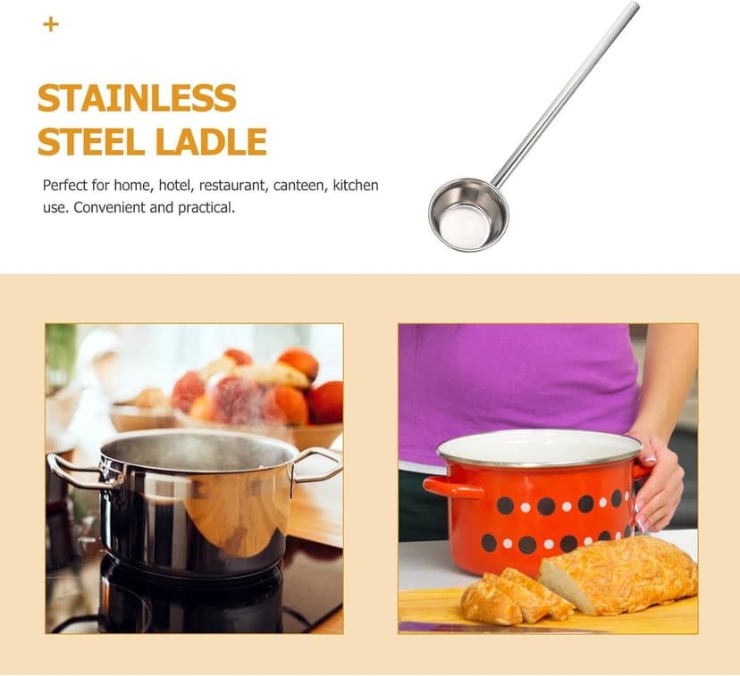 DOITOOL Long Handle Ladle - Stainless Steel Soup & Water Scoop - Multi-Purpose Canning & Garden Watering - 55x6.2 cm
