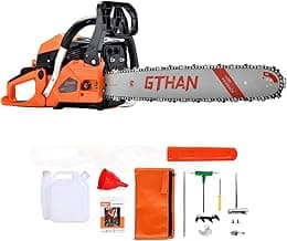 Gas Chainsaw 62cc 20 Inch Chain Saw 2-Stroke Chainsaw Gas Powered 4.2hp Handheld Cordless Petrol Gas Chain Saws for Trees Wood Farm Garden Ranch Forest Cutting