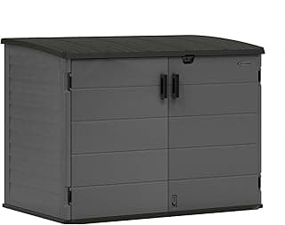Suncast Stow-Away Horizontal Storage Shed for Yard Storage, All-Weather Outdoor Storage Shed with 2 Lockable Doors, 70.5" W x 44.25" D x 52" H, Peppercorn, Made in The USA