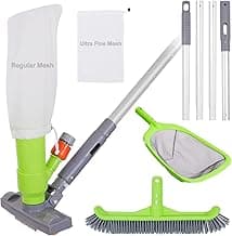 Sepetrel Deluxe Swimming Pool Cleaning Kit with Spa Jet Vacuum Cleaner,Brush, Semi-deep Skimmer Net & Adjustable 57.5-inch Pole,Ideal for Cleaning Above Ground,Inflatable Pools