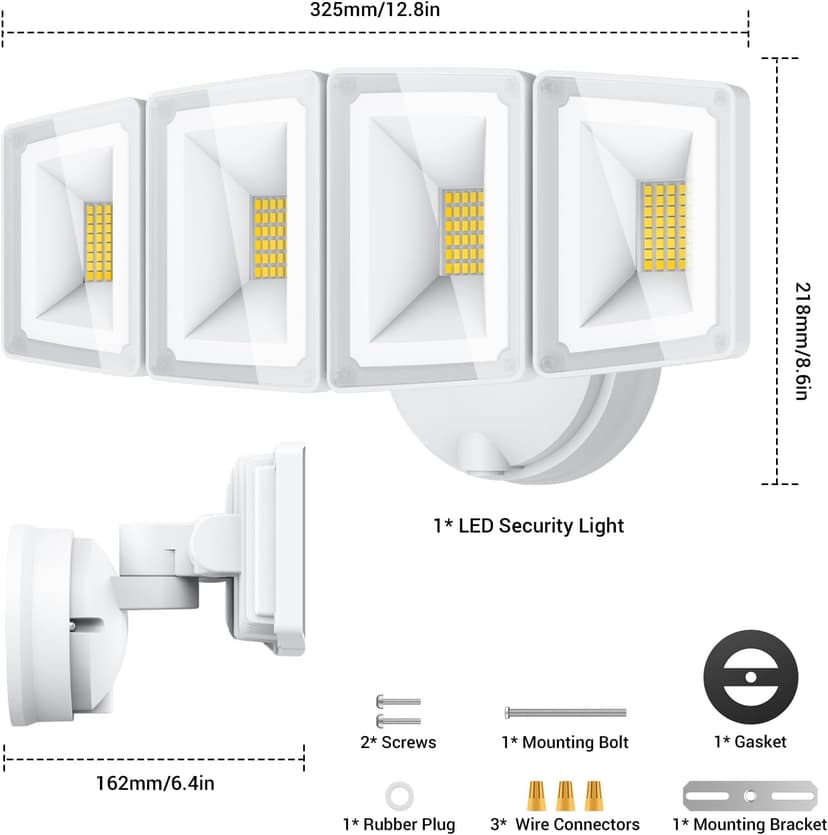 USTELLAR 100W 10000lm Floods Light Outdoor, Switch Controlled LED Security Lights with 4 Adjustable Heads, 5000K Daylight, IP65 Waterproof, Bright Exterior LED Flood Light Hardwired Yard-White