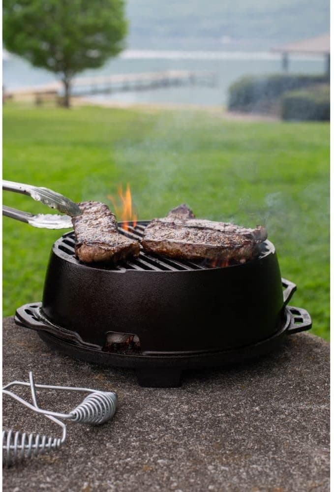 Lodge L12RG Portable Kickoff Grill, Cast Iron, 12-In. Round - Quantity 1