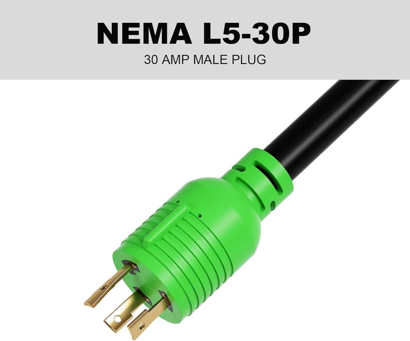 oviitech NEMA L5-30P to NEMA 14-50R RV Generator Adapter Power Cord, 250V, SJTW 10AWG*3C,30Amp Male to 50Amp Female Generator Conversion Adapter, Outdoor RV Camping, 1.5Ft, Green
