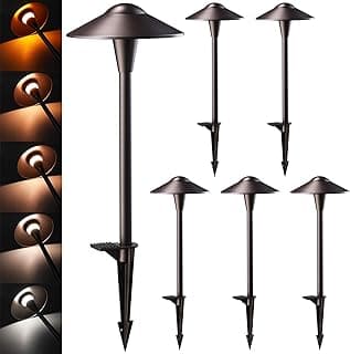 LEONLITE 5CCT Low Voltage Pathway Lights, LED Landscape Path Lights, 1800/2700/3000/4000/5000K, Saucer Head, 12-24V AC/DC, IP65 Outdoor Walkway Light, Oil Rubbed Bronze Aluminum, Pack of 6