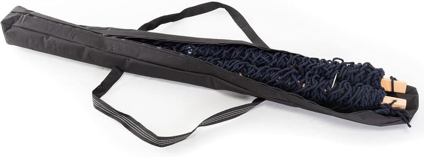 Castaway Living 13 ft. Double Traditional Hand Woven Navy Polyester Rope Hammock with Free Extension Chains, and Tree Hook, for 2 People with a Weight Capacity of 450 lbs.
