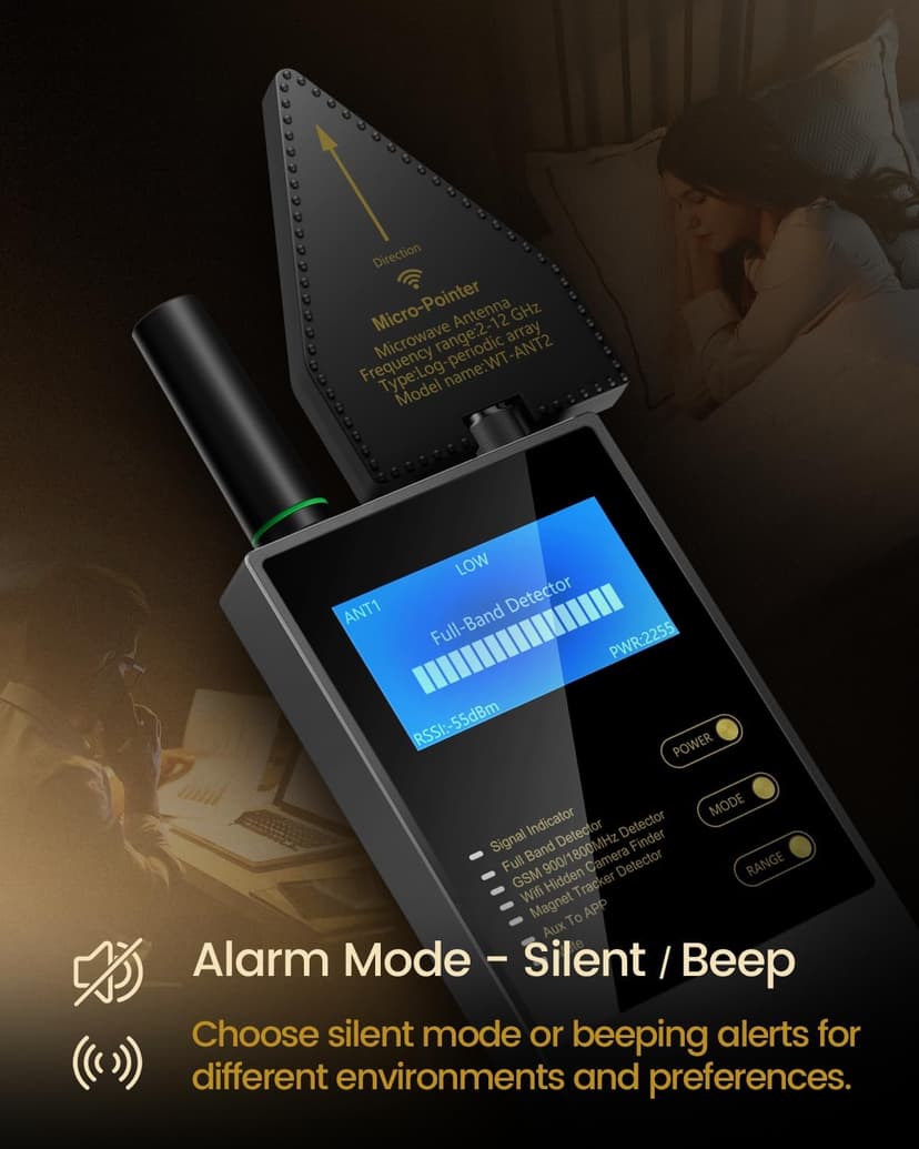 Hidden Camera Detector, GPS Tracker Detector, Hidden Bug Sweeper Detector for Hotel, Airbnb, Travel