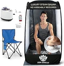 Portable Sauna for Home | 2.6L at Home Sauna Steam Tent, Remote, & Foot Massager | 9 Levels, Pop Up Sauna w/Chair & Waterproof Mat, 4.7' H x 2.6' W at Home Sauna Full Body