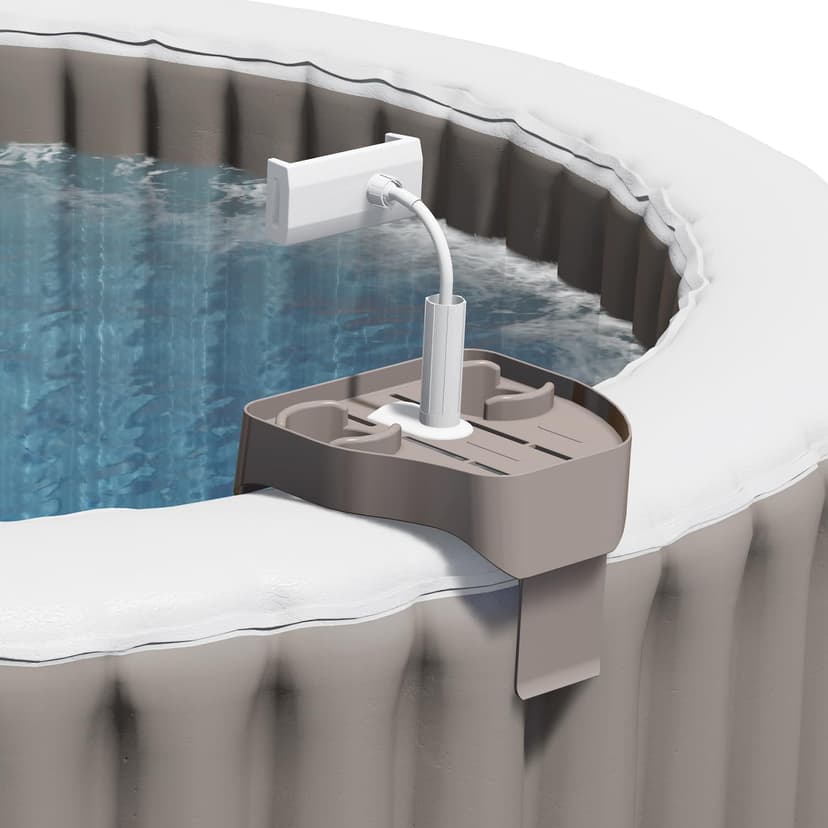 Adjustable Hot Tub Tray Table, Clip-on Pool Cup Holder Phone Holder, Nonslip Spa Drink Tray Side Table for Outdoor Inflatable Pools, Must Have Hottub Accessories for Adults