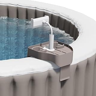Adjustable Hot Tub Tray Table, Clip-on Pool Cup Holder Phone Holder, Nonslip Spa Drink Tray Side Table for Outdoor Inflatable Pools, Must Have Hottub Accessories for Adults