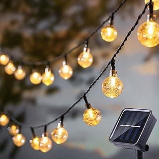 Solar String Lights Outdoor Waterproof IP65 20 Feet Patio Lights with 20 LED Crystal Globe Hanging Light for Backyard Porch Balcony Party Decor, Wedding,Party,Camping (Warm White)