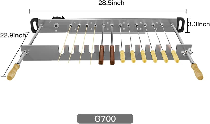 Stainless Steel Electric Barbecue Grill, Automatic Rotating Barbecue Grill, Adjustable Width Barbecue Grill for BBQ (G700)