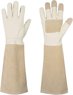 HANDLANDY Rose Pruning Gloves for Men & Women, Long Thorn Proof Gardening Gloves, Breathable Pigskin Leather Gauntlet, Best Garden Gifts & Tools for Gardener