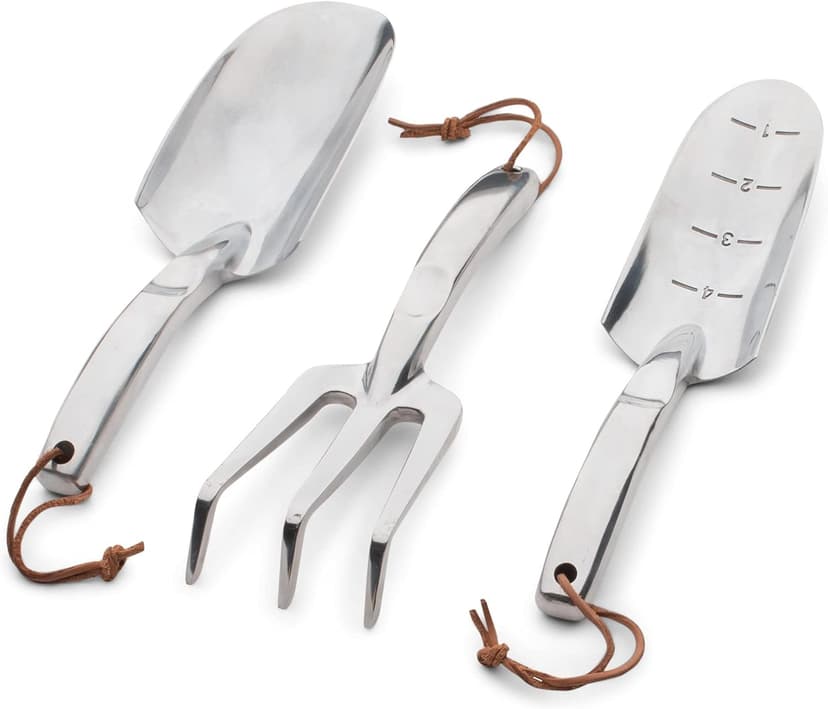 Kings County Tools Trowel, Shovel and Garden Fork Set | Polished Cast-Aluminum | Soil Cultivation Kit | Great for All Ground Conditions | Smooth Handle with Thumb Recess
