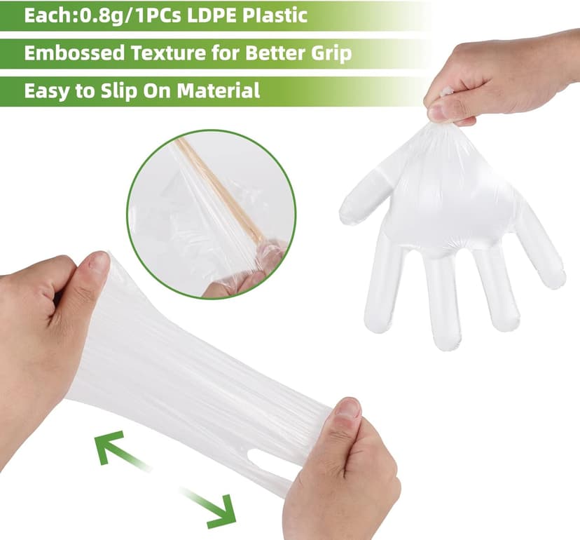 500 Pieces Plastic Disposable Gloves,Disposable Gloves for Cleaning, [ One Size Fits Most ]