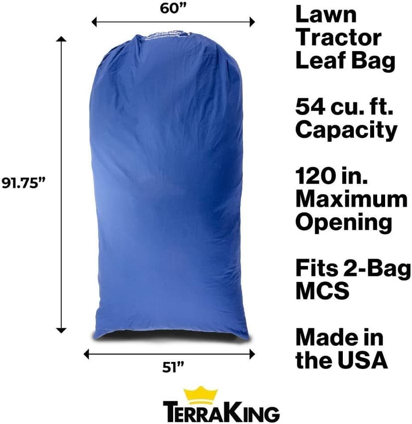 Lawn Tractor Leaf Bag - 54 Cubic Foot Standard Leaf Bag - 120-inch Opening – for 2 Bag Material Collection Systems – Ride-On Lawnmowers - Heavy Duty Material – Fast & Easy Leaf Collection [LTLB95000]